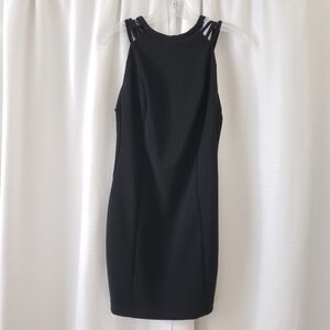 Medium Bongo Black High Neck Strappy Back Bodycon Mini Dress
